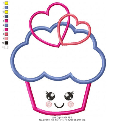 Love Cupcake 1 - Applique - Machine Embroidery Design