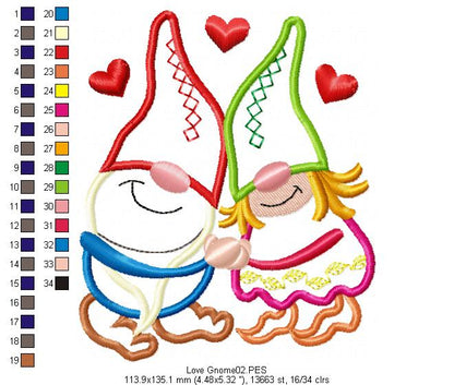 Love Gnomes - Applique - Machine Embroidery Design