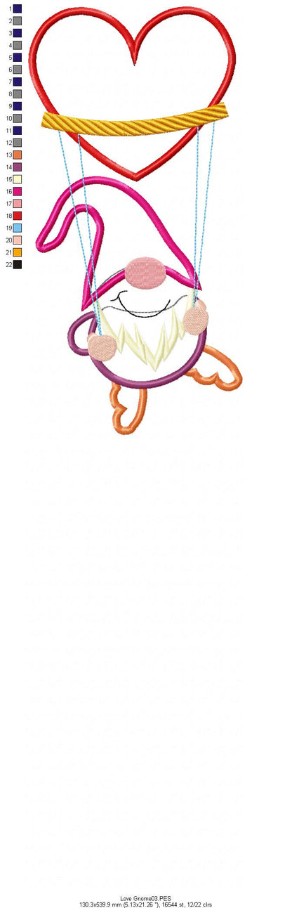 Love Gnome - Applique - Machine Embroidery Design