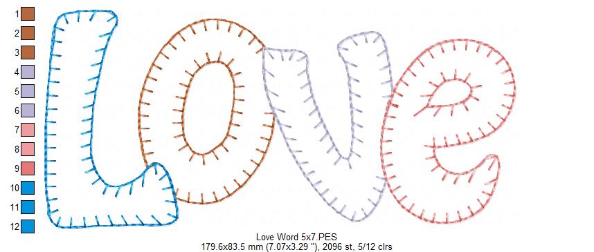 Sweet Patchwork LOVE Letters - Patchwork Stitch – Machine Embroidery Design