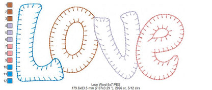 Sweet Patchwork LOVE Letters - Patchwork Stitch – Machine Embroidery Design
