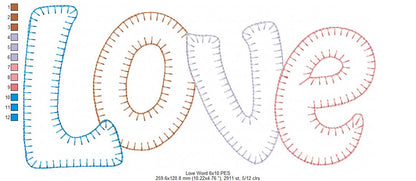 Sweet Patchwork LOVE Letters - Patchwork Stitch – Machine Embroidery Design