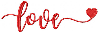Love Script with Heart - Satin Stitch - Machine Embroidery Design