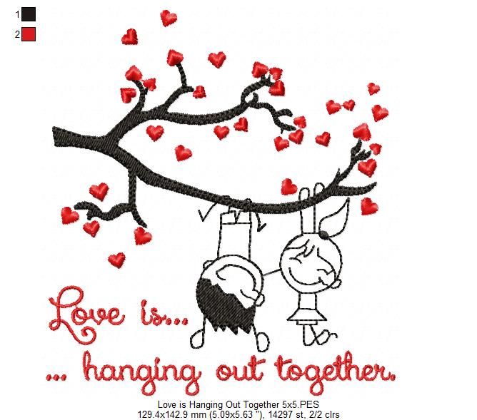 Love Is Hanging Out Together – Fill Stitch – Machine Embroidery Design