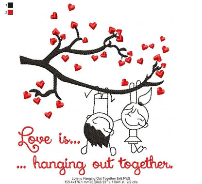 Love Is Hanging Out Together – Fill Stitch – Machine Embroidery Design