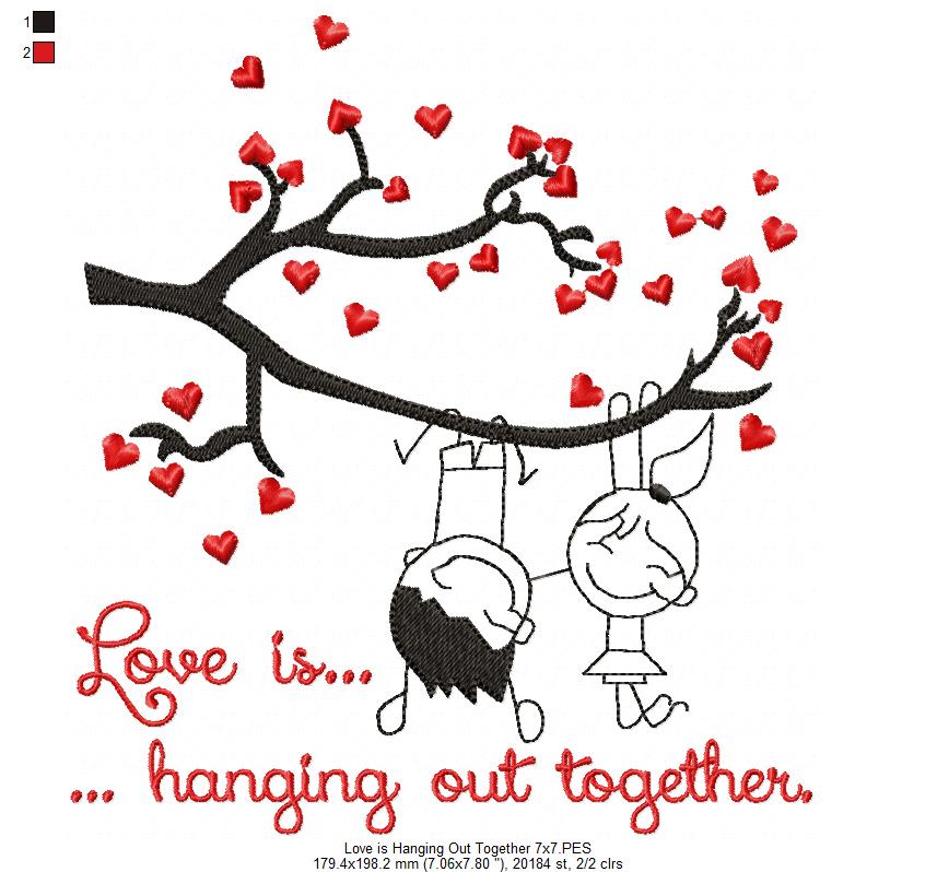 Love Is Hanging Out Together – Fill Stitch – Machine Embroidery Design