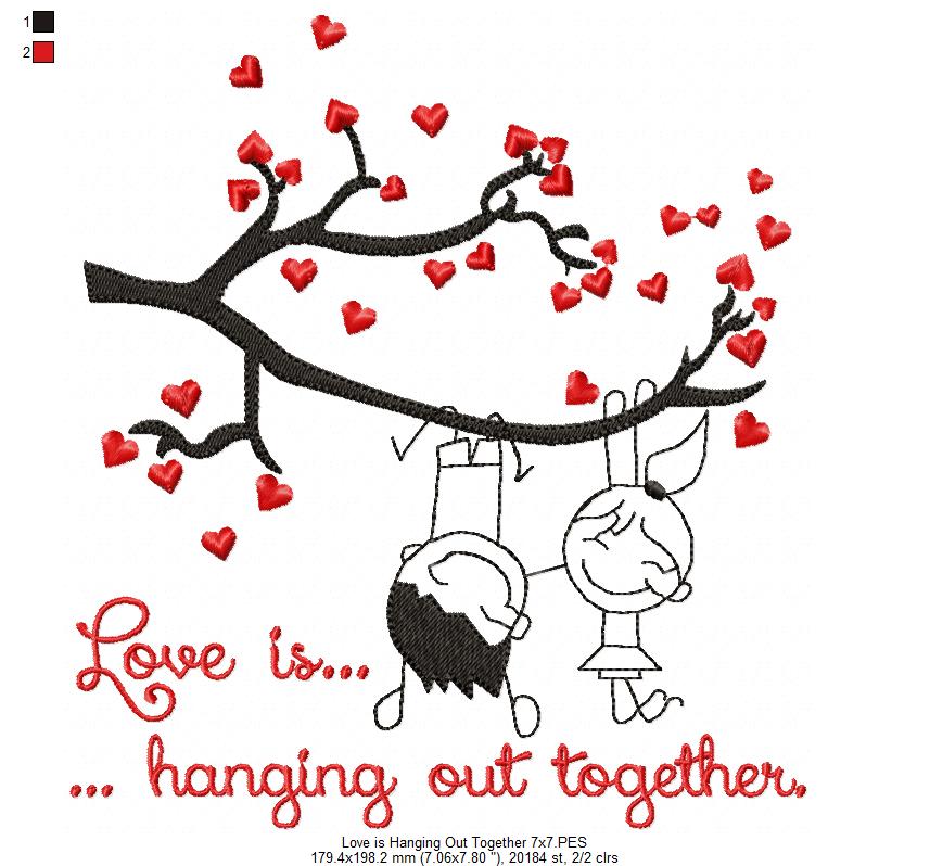 Love is ... Hanging Out Together - Fill Stitch
