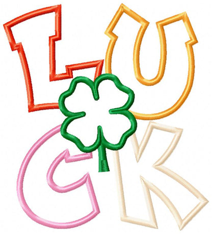 Luck St Patricks Day - Applique - Machine Embroidery Design
