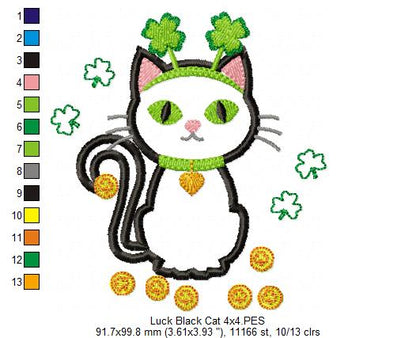 Lucky Black Cat - Applique