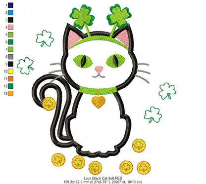 Lucky Black Cat - Applique