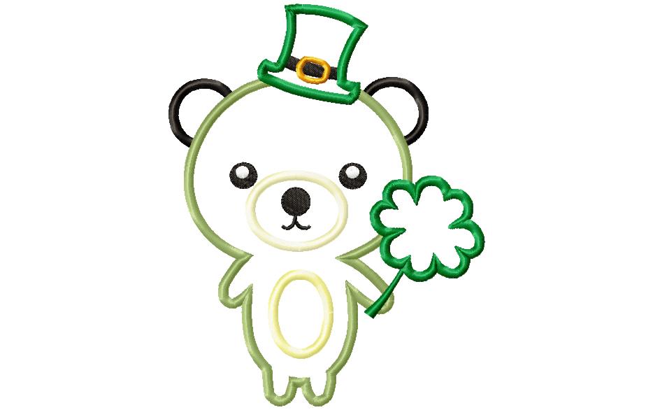 Saint Patrick Lucky Bear - Applique