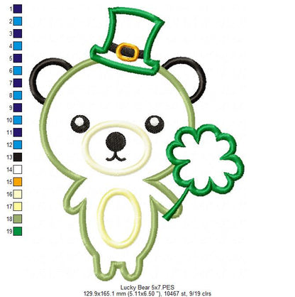 Saint Patrick Lucky Bear - Applique