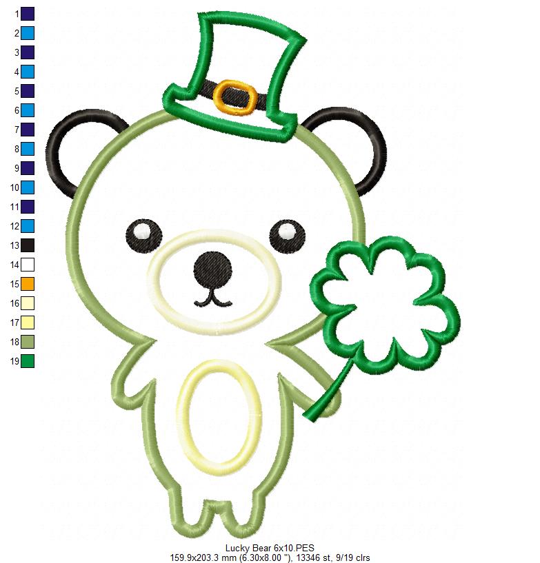 Saint Patrick Lucky Bear - Applique