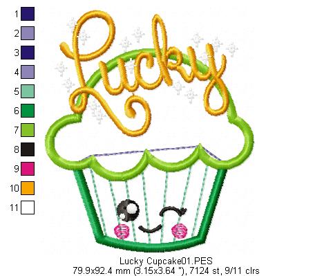 Lucky Cupcake - Applique - Machine Embroidery Design