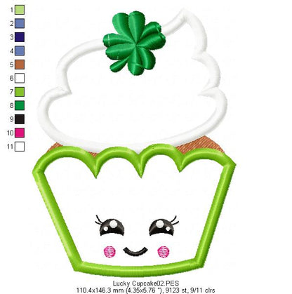 Clover Cupcake - Applique - Machine Embroidery Design