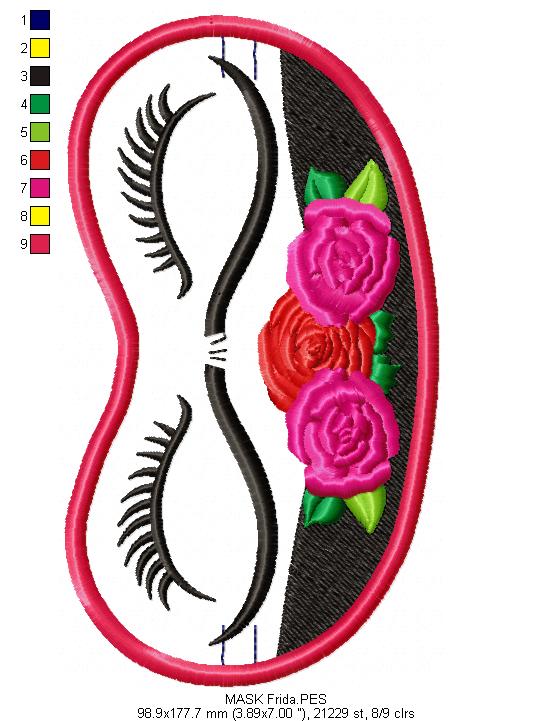 Frida Kahlo Sleep Mask - ITH Project - Machine Embroidery Design