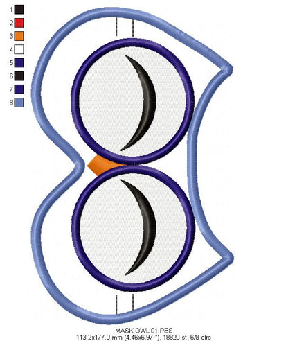 Cute Owl Boy Sleep Mask - ITH Project - Machine Embroidery Design
