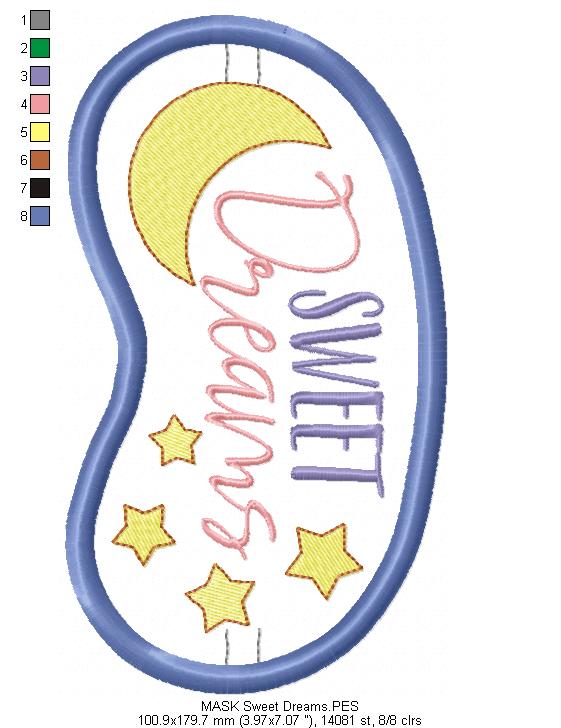 Sweet Dreams Sleep Mask - ITH Project - Machine Embroidery Design