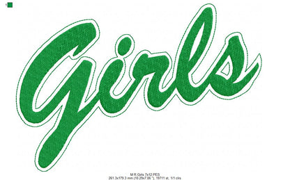Girls Script Retro Style - Fill Stitch - Machine Embroidery Design