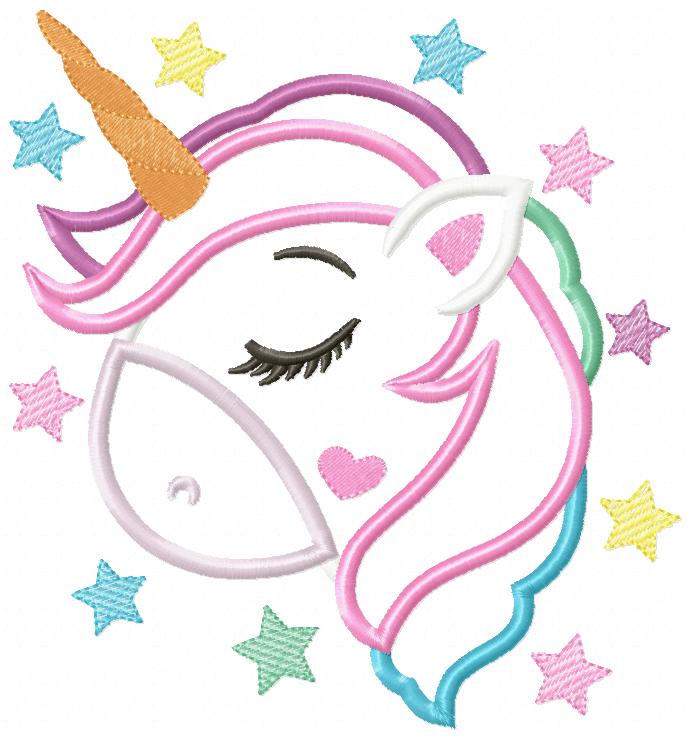 Magical Unicorn - Applique - Machine Embroidery Design