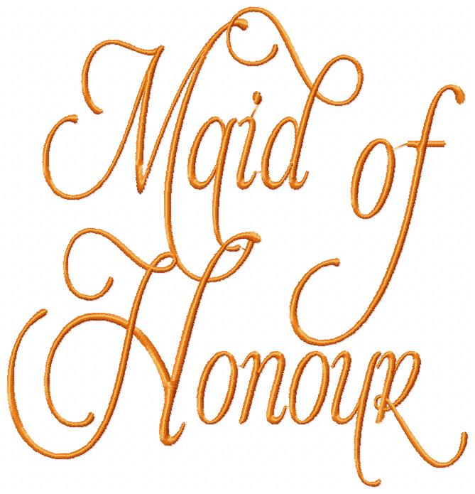 Maid of Honor - Maid of Honour - Fill Stitch - Set of 2 designs