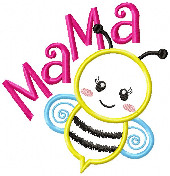 Mama Bee and Baby Bee - Bumble Bee - Set of 2 designs - Applique
