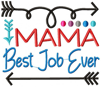 Mama Best Job Ever – Satin Stitch – Machine Embroidery Design