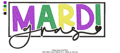 Mardi Gras - Sketch Stitch - Machine Embroidery Design