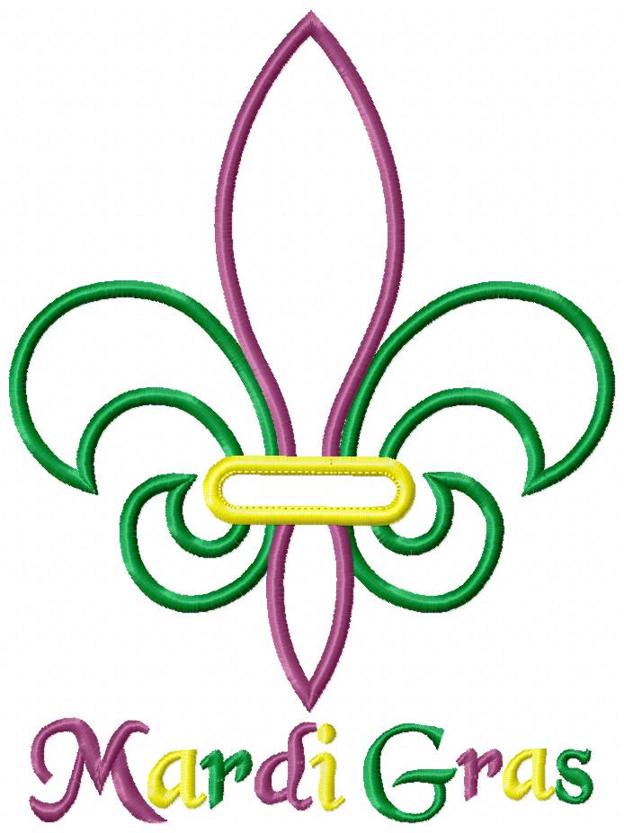 Mardi Gras Fleur de Lis Appliqué - Appliqué – Machine Embroidery Design