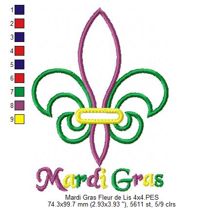 Mardi Gras Fleur de Lis Appliqué - Appliqué – Machine Embroidery Design
