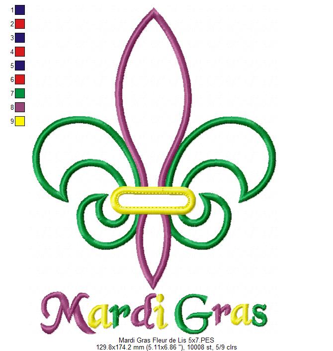Mardi Gras Fleur de Lis Appliqué - Appliqué – Machine Embroidery Design