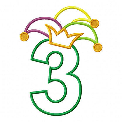 Mardi Gras Numbers 0–9 – Appliqué – Machine Embroidery Design