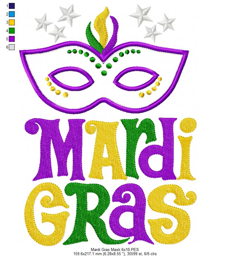 Mardi Gras - Applique - Machine Embroidery Design