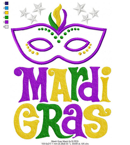 Mardi Gras - Applique - Machine Embroidery Design