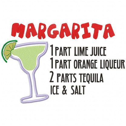 Margarita Recipe - Applique Machine Embroidery Design