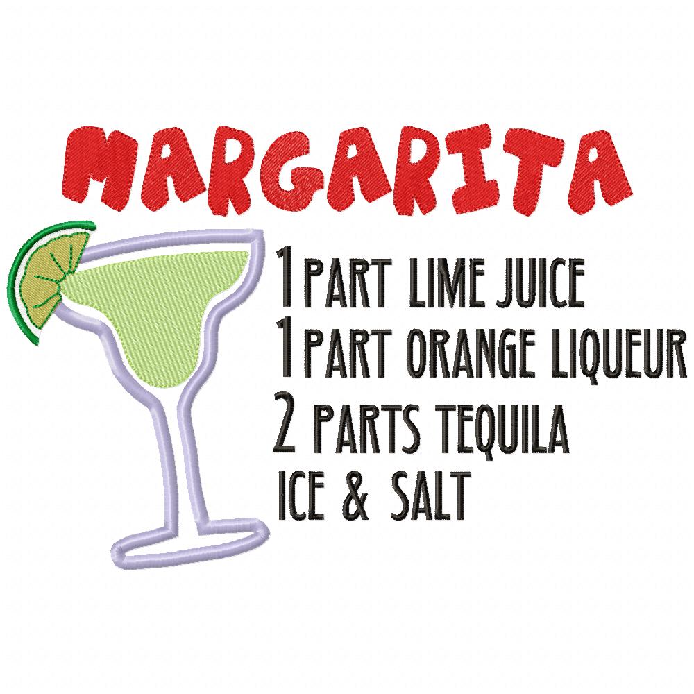 Margarita Recipe - Applique Machine Embroidery Design