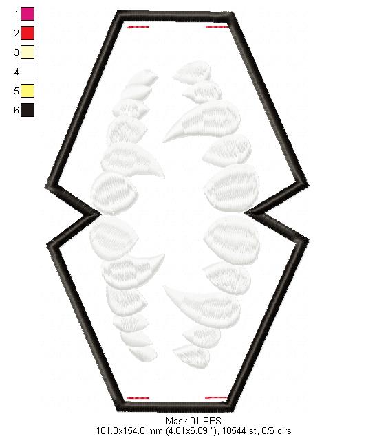 Teeth Face Mask - ITH Project - Machine Embroidery Design