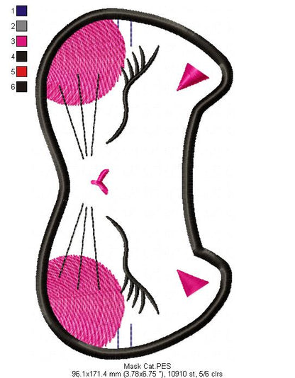 Cute Cat Sleep Mask - ITH Project - Machine Embroidery Design