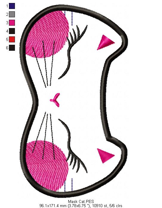 Cute Animals Sleep Mask - Set of 10 designs - ITH Project - Machine Embroidery Design