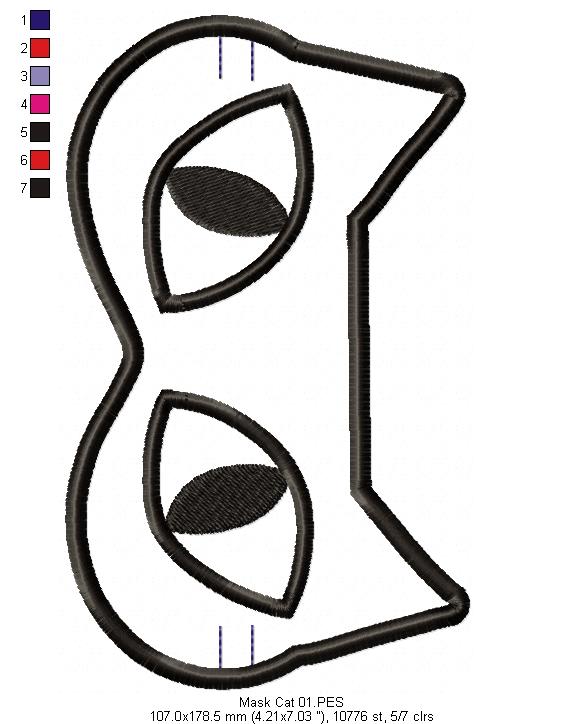 Cute Cats Sleep Masks - Pack with 2 designs- ITH Project - Machine Embroidery Design