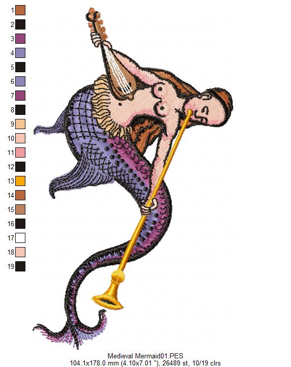 Mermaid Medieval - Satin Stitch