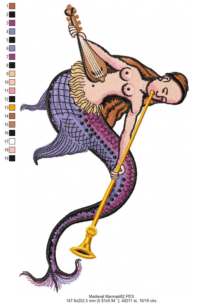 Mermaid Medieval - Satin Stitch