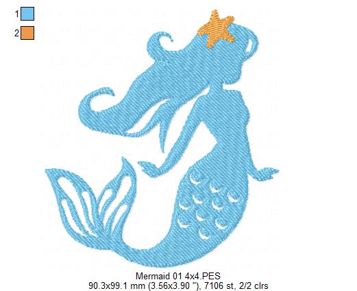 Mermaids Silhouette - Fill Stitch - Set of 3 designs