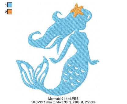 Mermaids Silhouette - Fill Stitch - Set of 3 designs