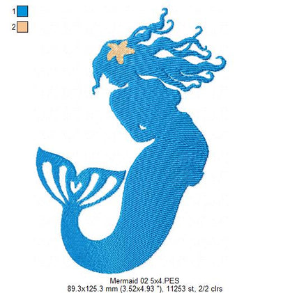Mermaids Silhouette - Fill Stitch - Set of 3 designs