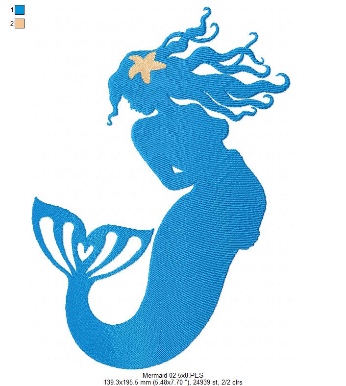 Mermaids Silhouette - Fill Stitch - Set of 3 designs