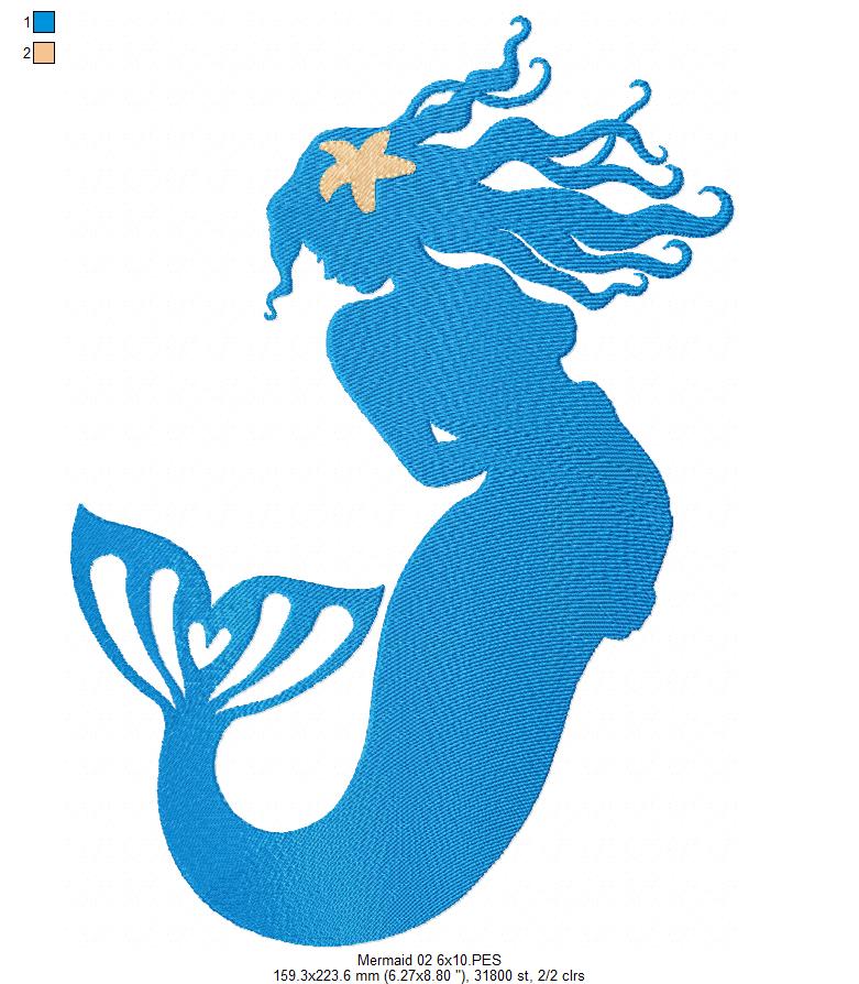 Mermaids Silhouette - Fill Stitch - Set of 3 designs