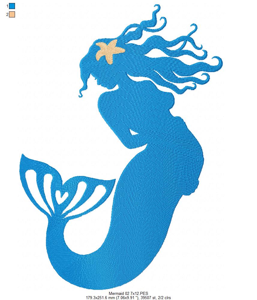 Mermaids Silhouette - Fill Stitch - Set of 3 designs