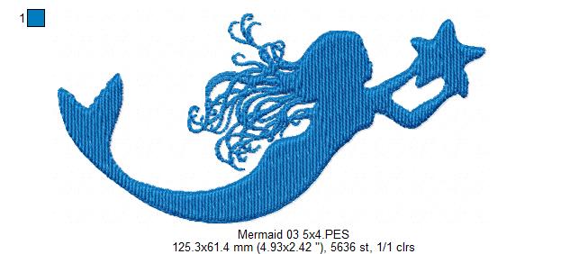 Mermaids Silhouette - Fill Stitch - Set of 3 designs