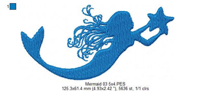 Mermaids Silhouette - Fill Stitch - Set of 3 designs